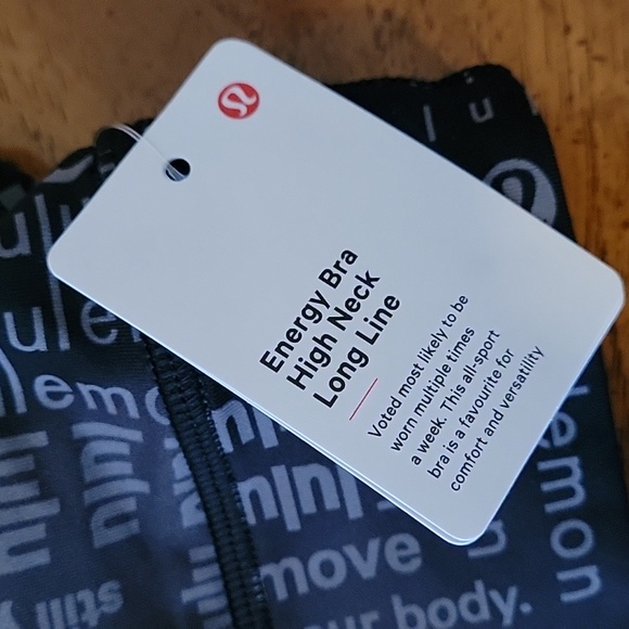 Lululemon Energy Bra, High Neck, Long Line,Sz. 6, Ombre Black,Multi print, NWT - Picture 8 of 13